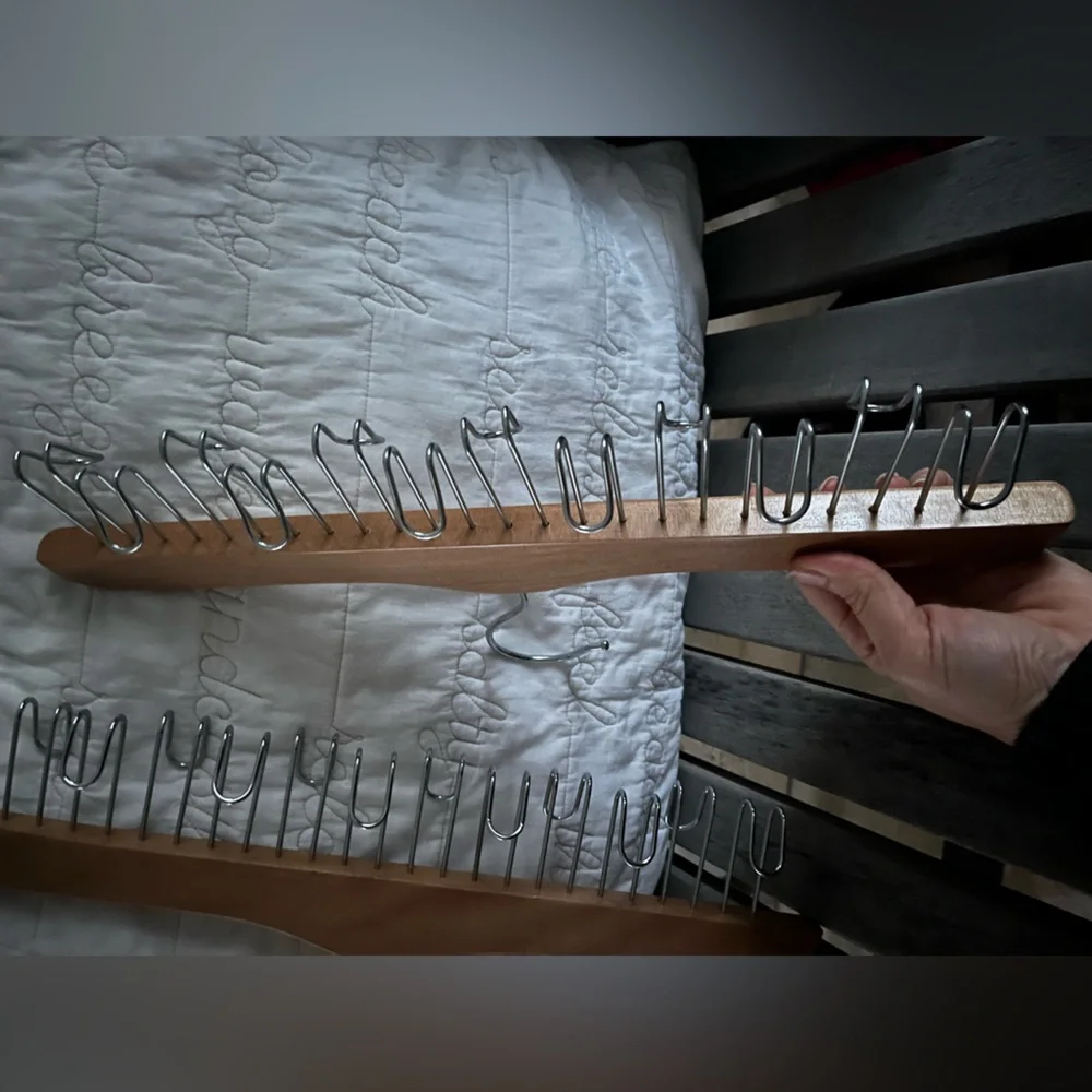 Wooden Tie Hangers with Metal Hooks